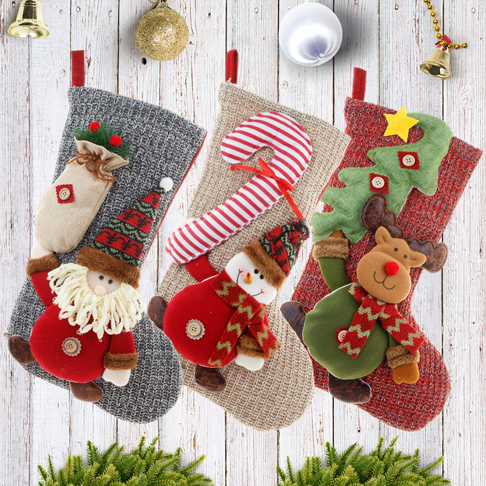 Christmas Stocking Hanging - Calcetines navideños, decoración para calcetines, bolsa