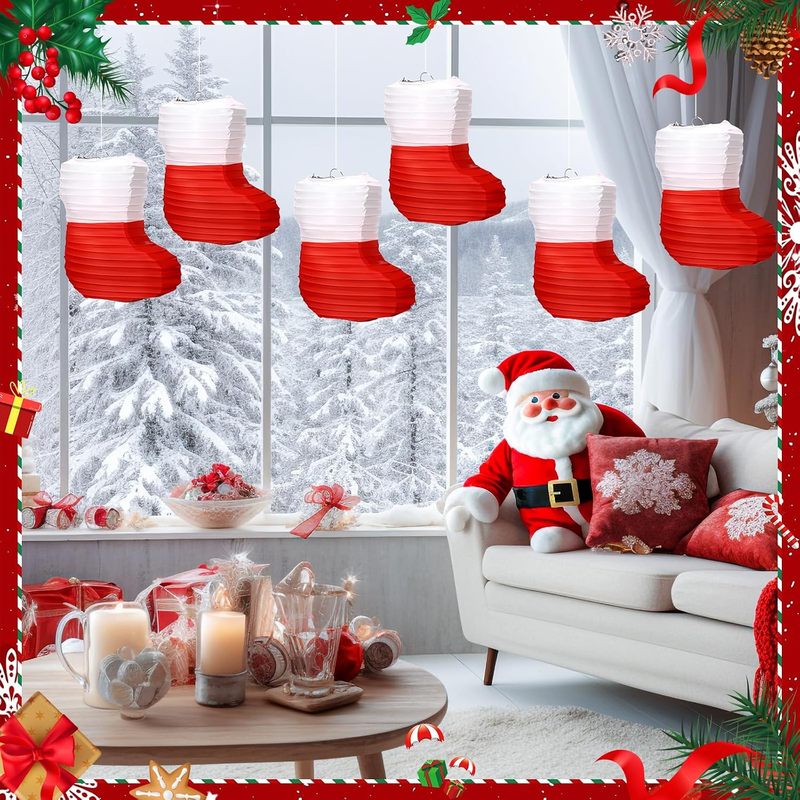 Christmas Stocking Hanging - 1 unidad de farolillos de papel