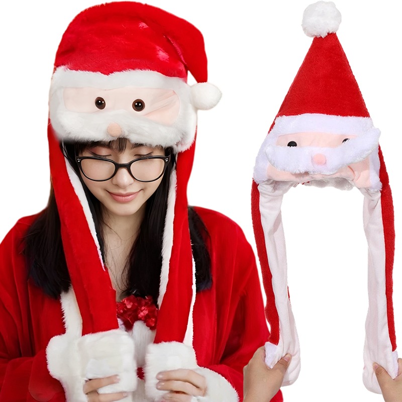 Santa Hat Plush - Divertido sombrero navideño de Papá Noel