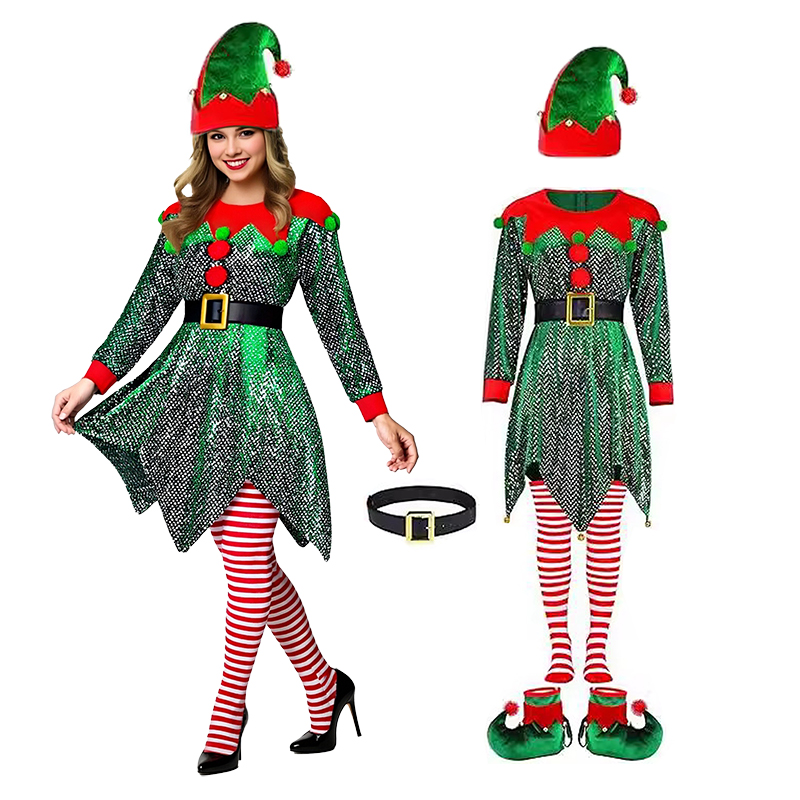 Elf Costume Christmas - Conjunto de 5 piezas de disfraces