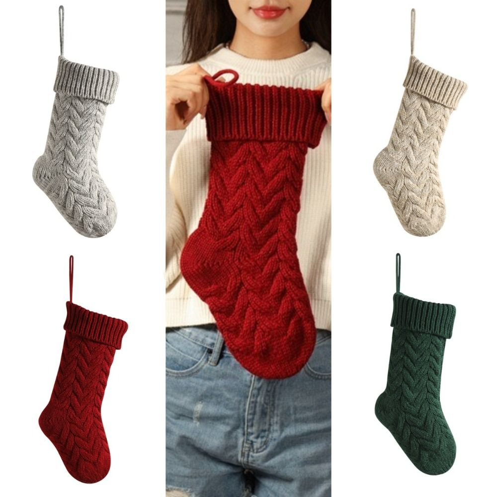 Calcetines navideños de punto, - Christmas Stocking Hanging reseña y precio
