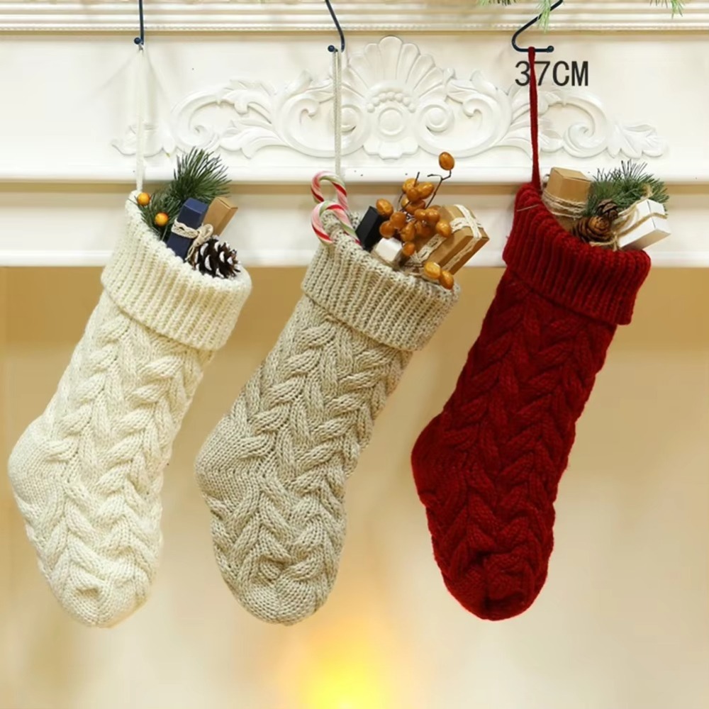 Calcetines navideños de punto, - Christmas Stocking Hanging reseña y precio