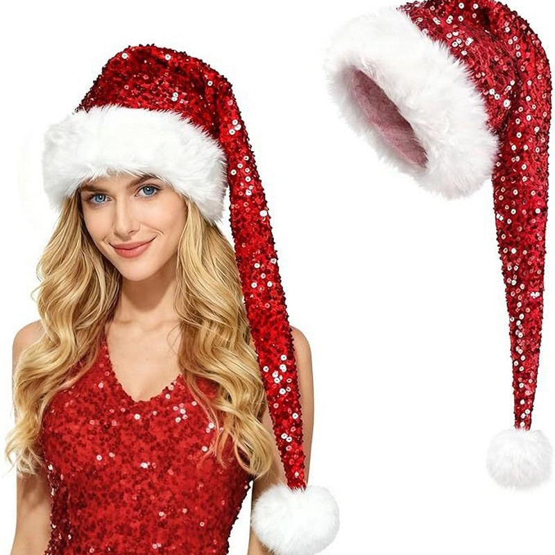 Gorro de lentejuelas navideño  - Santa Hat Plush reseña y precio