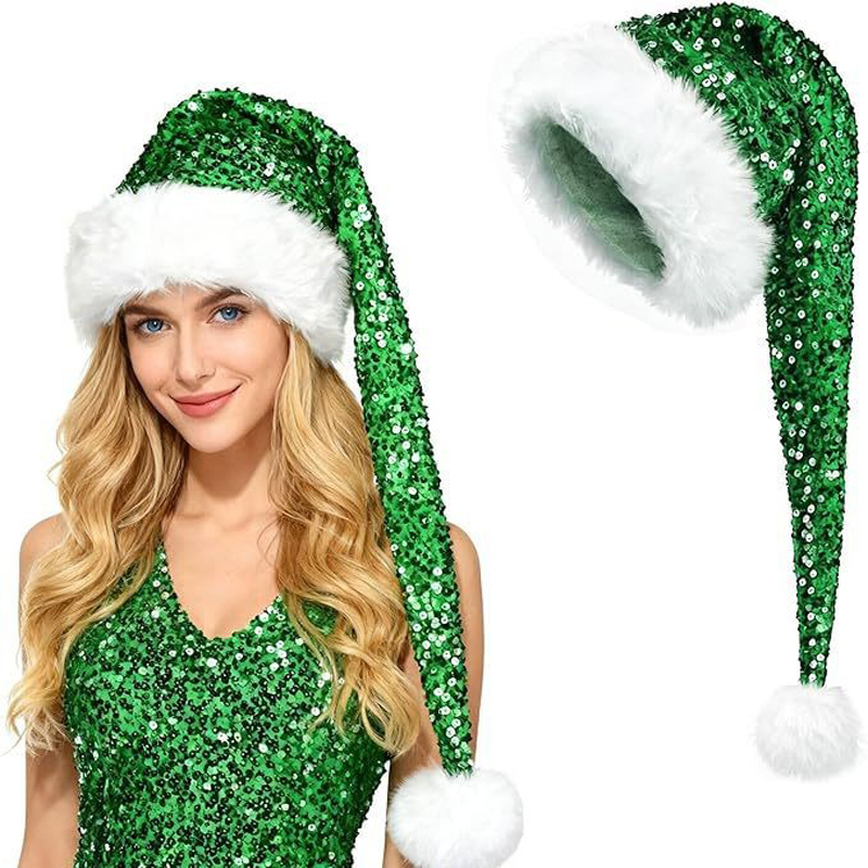 Gorro de lentejuelas navideño  - Santa Hat Plush reseña y precio