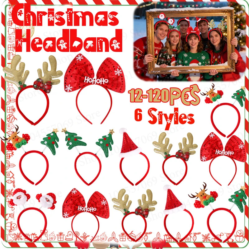 Diadema navideña de 12-120 Uds - Reindeer Antlers Headband reseña y precio