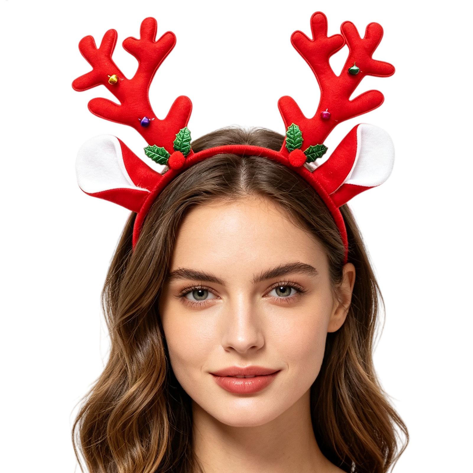 Diadema navideña con cuernos d - Reindeer Antlers Headband reseña y precio