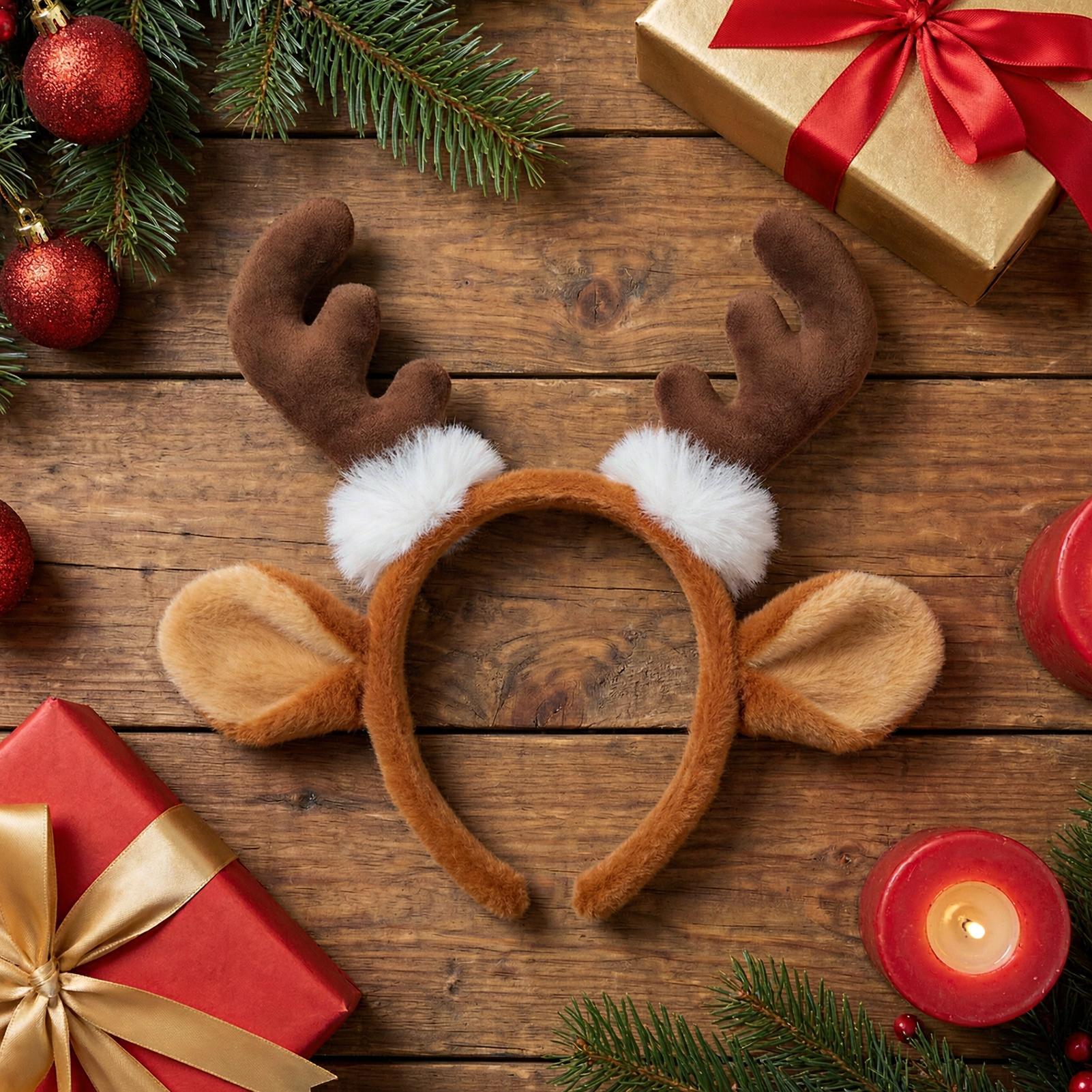 Diadema navideña con cuernos d - Reindeer Antlers Headband reseña y precio